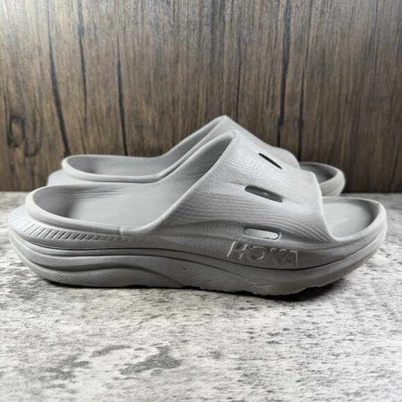 Hoka One One Womens Ora Recovery 3 Gray Open Toe Slip On Slide Sandals Size 7 - Picture 3 of 9